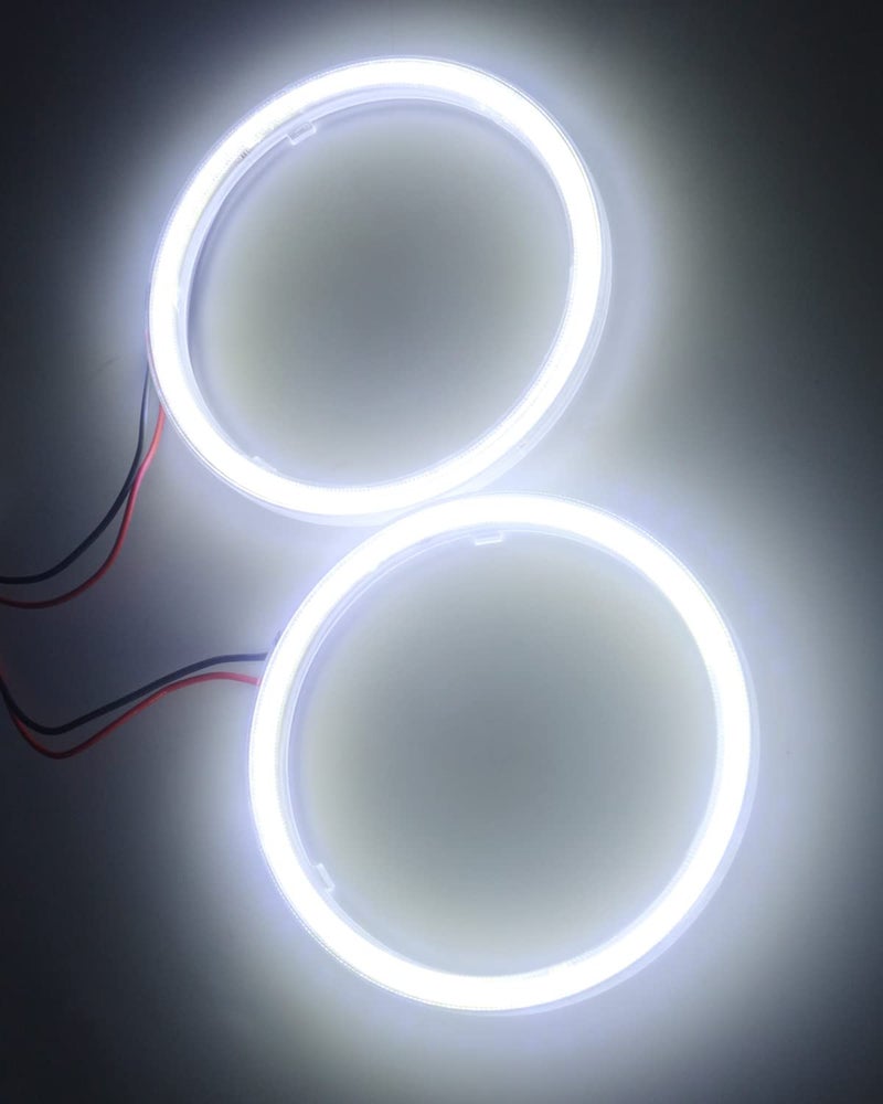 Qasim 1-Pair White 70MM 60SMD COB LED Halo Ring Angel Eyes Car LED Fog Light DRL with lampshade Cover 12V 24V DC - Image 4
